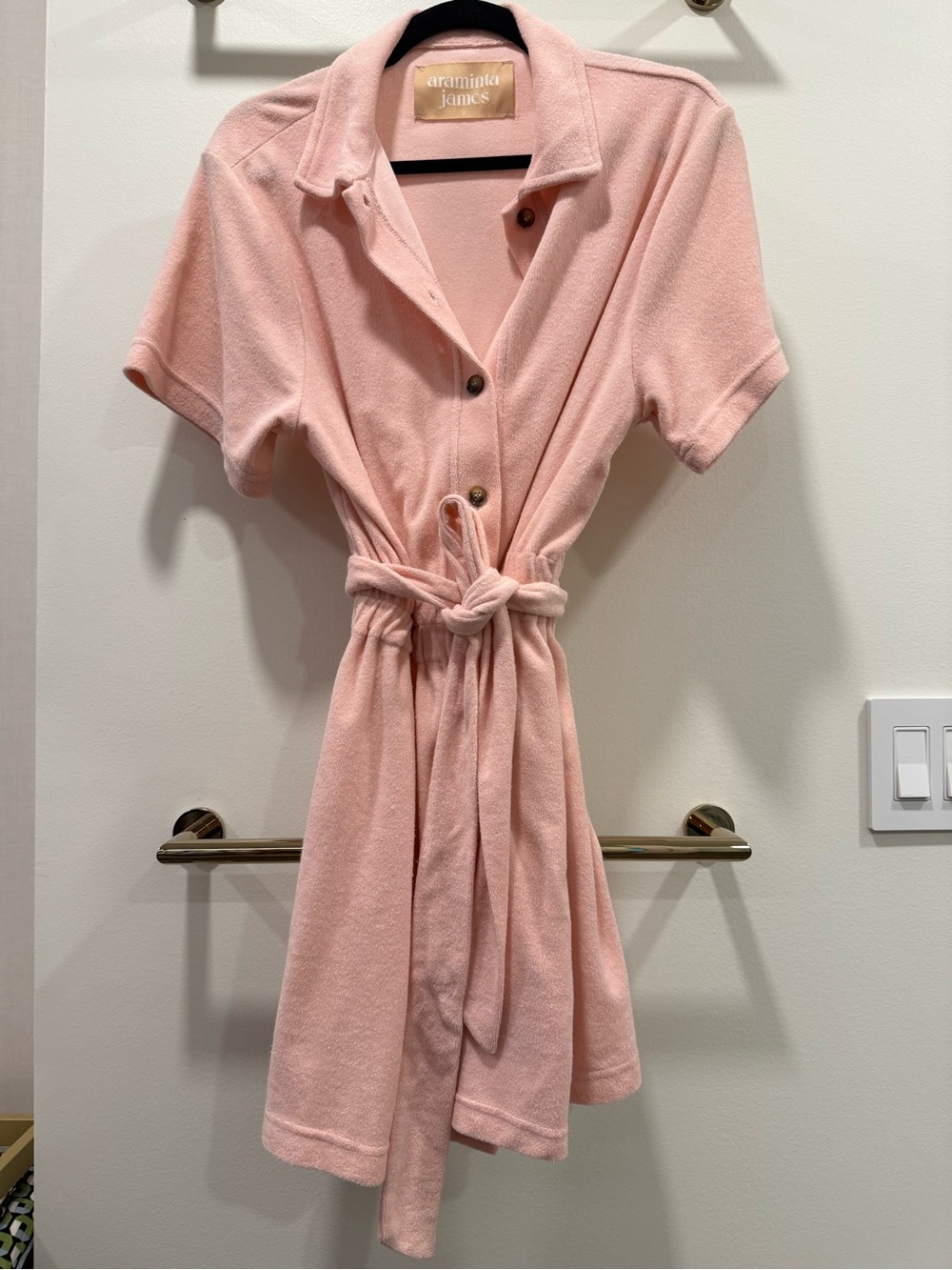Araminta James Pink Terry Polo Mini Dress with Tie Waist